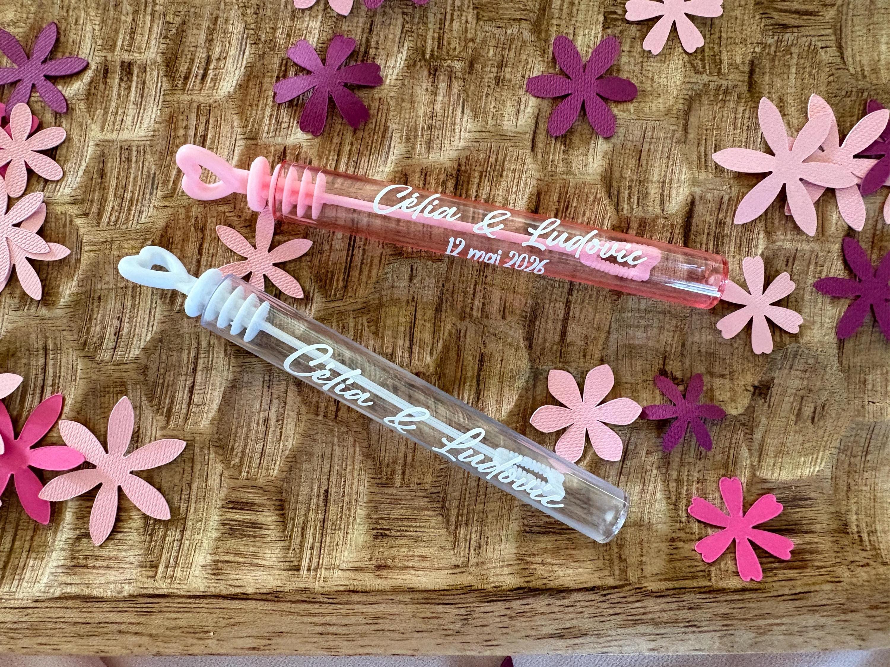 Relaxdays Lot 24 Tubes à Bulles Mariage – Poignée Cœur, Cadeaux Invités Blanc