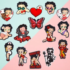 Betty Boop Croc Charms, Heart Croc Charms,Girly Charms, Betty Boop Charms