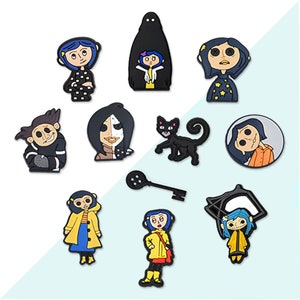 Coraline Croc Charms, Halloween Croc charms, mèl jõnes cõralinè Croc Shoe Charms, Cartoon Movie Shoe Charms