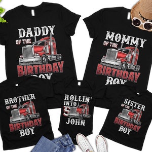 Semi-Trailer Truck Birthday Shirt Semi-Trailer Truck Family Birthday Shirt Personalized Semi-Trailer Truck Shirt Birthday Shirt Boy And Girl