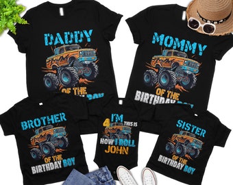 Monster Truck Birthday Shirt, Birthday Boy Monster Truck Shirt, Monster Truck Family Birthday Truck Shirt, Custom Monster Truck Birthday