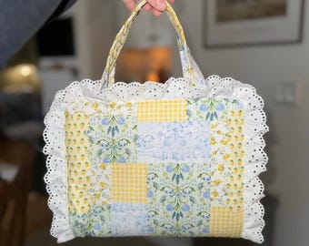 Handmade Lace-Trim Bible Bag with Handle