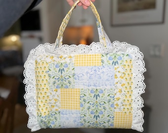 Handmade Lace-Trim Bible Bag with Handle