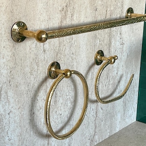 Conjunto de acessórios para banheiro, conjunto de acessórios para banheiro em latão sem laca com desconto, porta-toalhas, suporte para toalhas, suporte para papel higiênico.