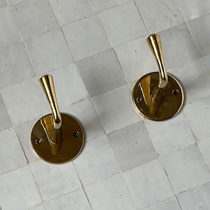 Unlacquered Brass Hooks, Bathroom Towel Hooks, Wall Hook, Coat Hook & Wall Towel Hanger for Stylish Bathrooms, Unique Gift