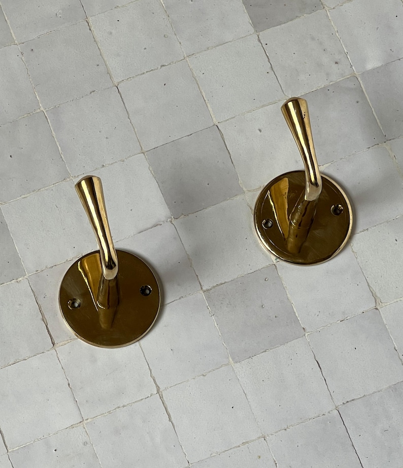 Unlacquered Brass Hooks, Bathroom Towel Hooks, Wall Hook, Coat Hook & Wall Towel Hanger for Stylish Bathrooms, Unique Gift
