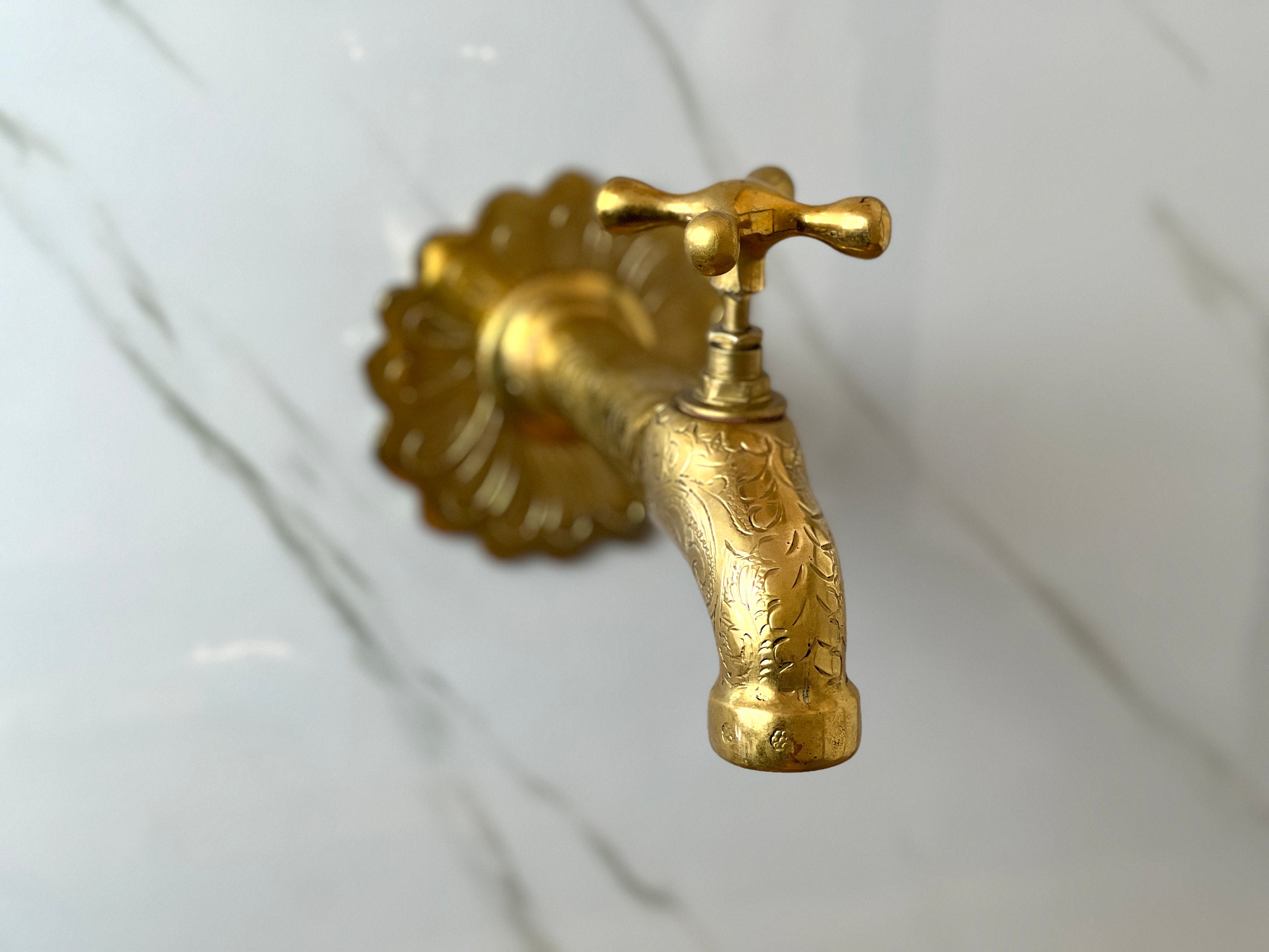 Unlacquered Brass Engraved Moroccan Faucet Handmade Moroccan - Etsy
