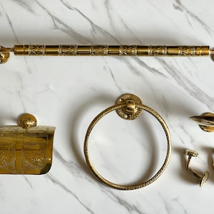 Set di accessori per il bagno, set per il bagno in ottone, anello portasciugamani, portasciugamani, porta carta igienica, portasapone e 2 ganci per asciugamani