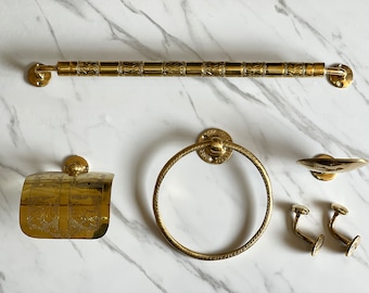 Bathroom Accessories Set, Brass Bathroom Set, Towel Ring, Towel Rack, Toilet Paper Holder, Soap Dish and 2 towel hooks