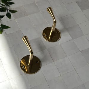 Unlacquered Brass Hooks, Bathroom Towel Hooks, Wall Hook, Coat Hook & Wall Towel Hanger for Stylish Bathrooms, Unique Gift