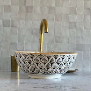 Vessel Sink, Bathroom Basin, Hand Painted Sink, Moroccan Handmade Wash Basin, Free Gift INCLUDED