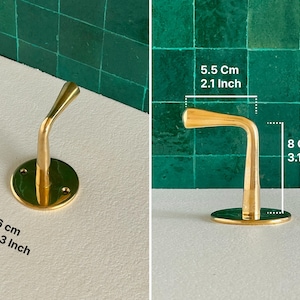 Unlacquered Brass Hooks, Bathroom Towel Hooks, Wall Hook, Coat Hook & Wall Towel Hanger for Stylish Bathrooms, Unique Gift