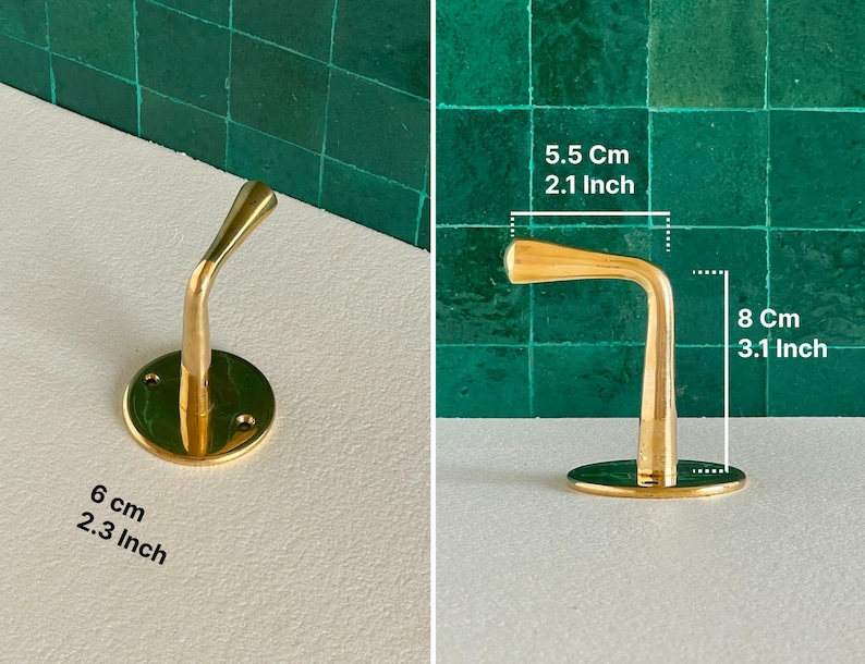Unlacquered Brass Hooks, Bathroom Towel Hooks, Wall Hook, Coat Hook & Wall Towel Hanger for Stylish Bathrooms, Unique Gift