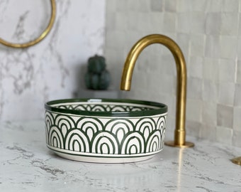 Antique Wash Basin, Vessel Sink, Bathroom Basin, Sink Bowl, Moroccan Handmade Ceramic Basin, Free Gift INCLUDED