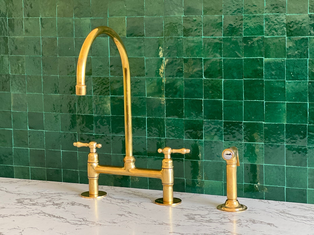 Brass Kitchen Faucet Unlacquered Brass Kitchen Faucet Etsy