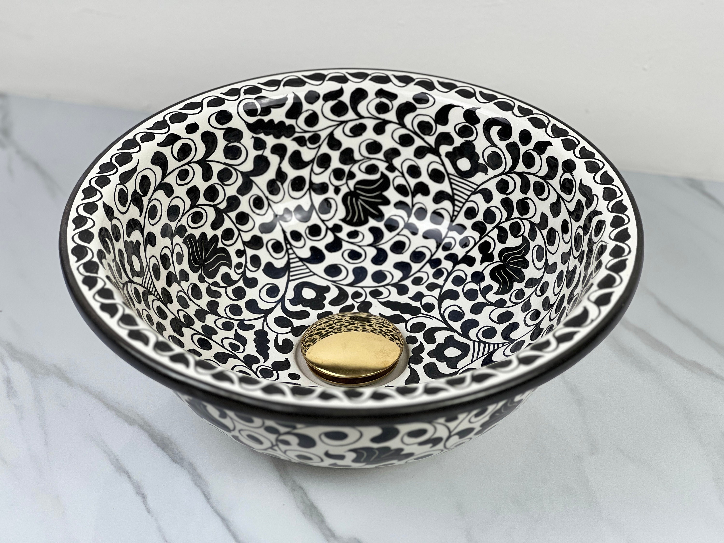 Bathroom Sink, Hand Painted Sink, Moroccan Handmade Vessel Sink, 14