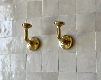 Unlacquered brass handmade wall hook | Brass hook for doors and bathrooms