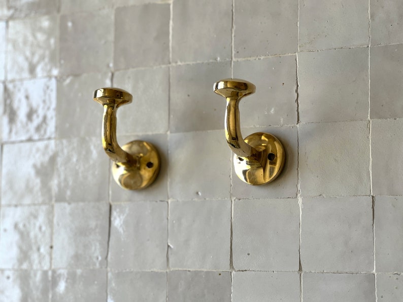 Unlacquered brass handmade wall hook Brass hook for doors and bathrooms image 2