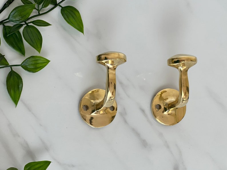 Unlacquered brass handmade wall hook Brass hook for doors and bathrooms image 1