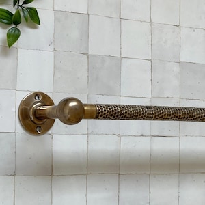 Wall Mounted Towel Holder,  Antique Brass Towel Bar, Bathroom Towel Hanger, Moroccan Handmade Towel Rod, Unlacquered Brass Towel Rail,