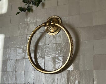 Unlacquered Brass Towel Ring, Bathroom Towel Ring, Hand Towel Holder, Antique Brass Towel Holder