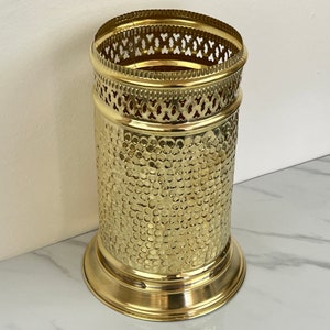 Brass Hammered Trash Can, Handmade Unlacquered Brass Waste Basket, Brass Basket for Bathroom.