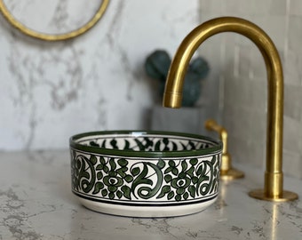 Lavabo ancien, petit lavabo de salle de bain, lavabo marocain en céramique fait main, lavabo à main, cadeau gratuit INCLUS