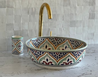 Bathroom Vessel Sink, Ceramic Basin, Antique Sink, Sink Bowl, Hand Wash Basin, Free Gift INCLUDED