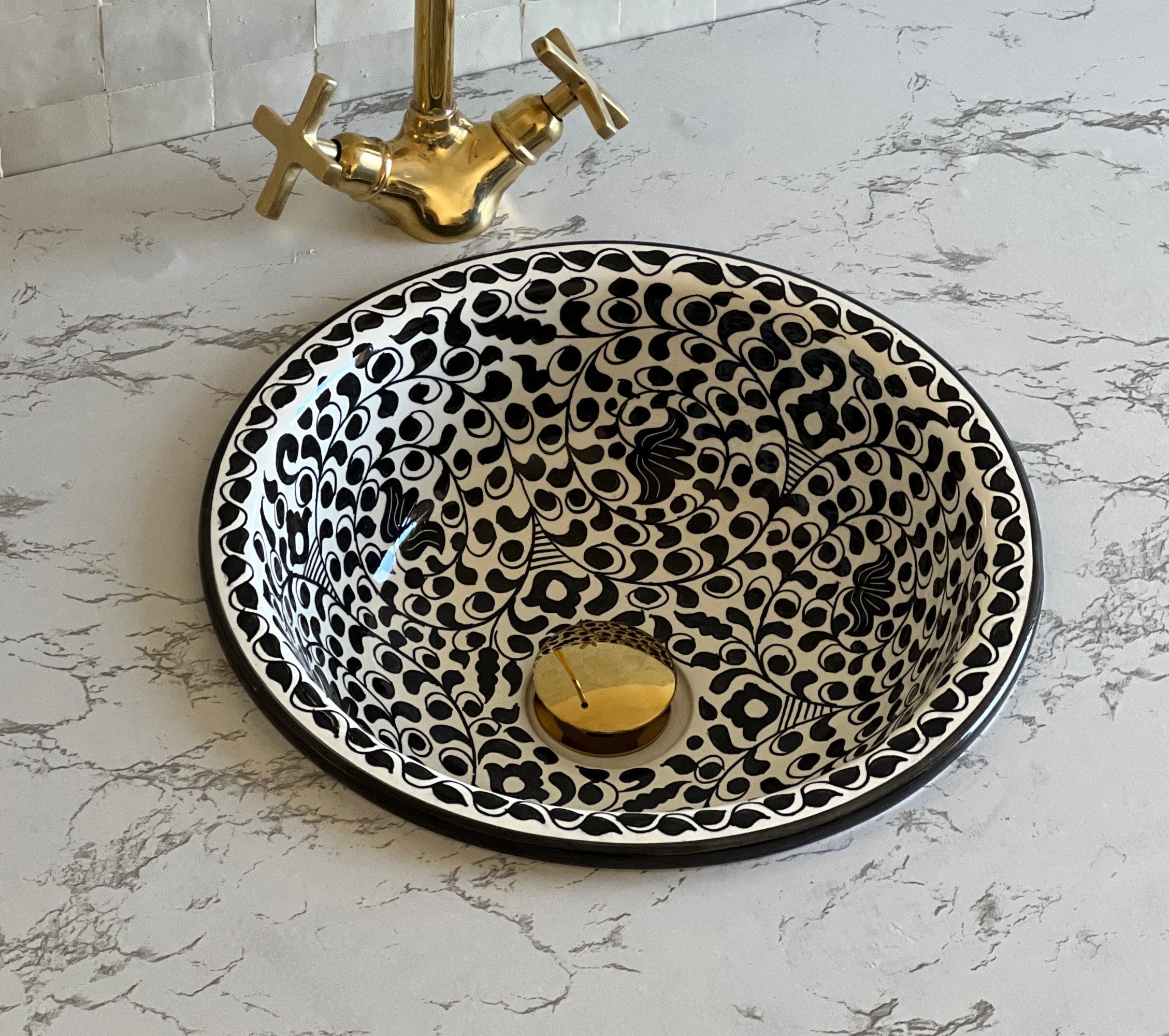 Bathroom Sink, Hand Painted Sink, Moroccan Handmade Vessel Sink, 14