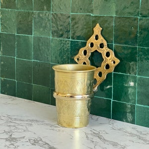 An der Wand befestigter Zahnbürstenhalter, Zahnpasta-Halter, Messingbecher, Getränkehalter, Badezimmerzubehör, Bürstenhalter