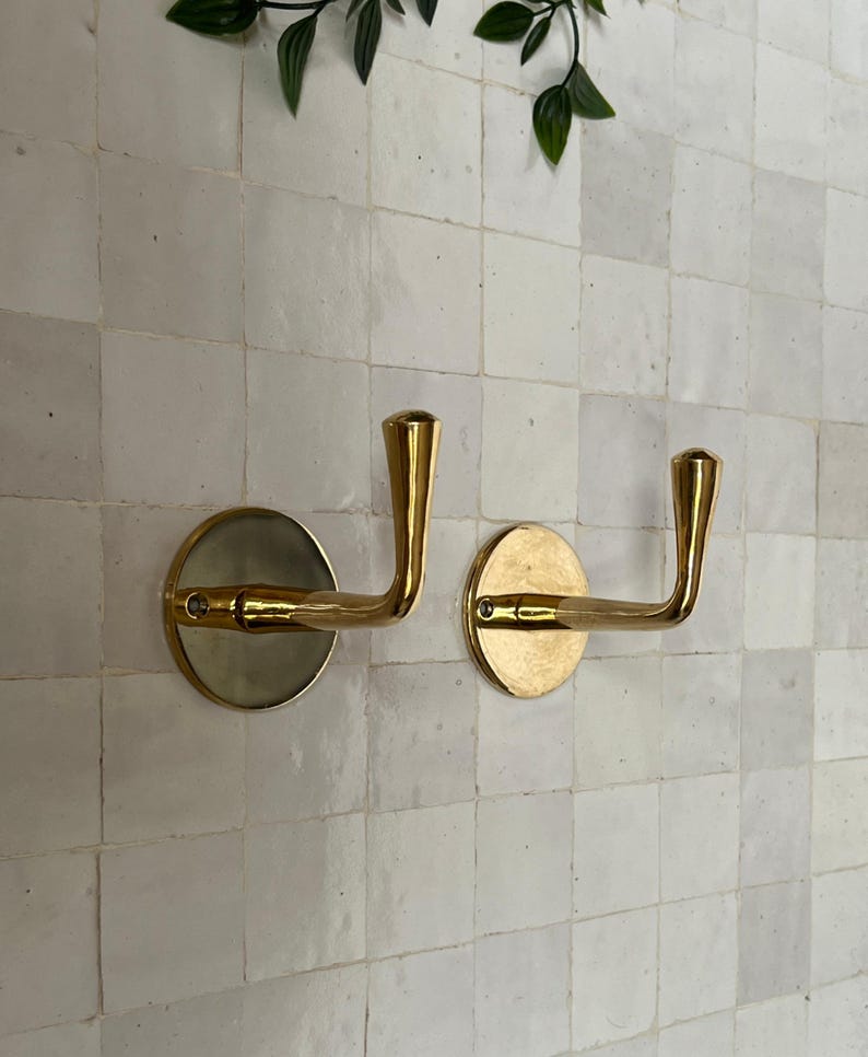 Unlacquered Brass Hooks, Bathroom Towel Hooks, Wall Hook, Coat Hook & Wall Towel Hanger for Stylish Bathrooms, Unique Gift