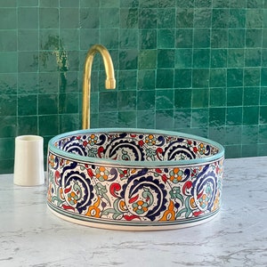 Bathroom Vessel Sink, Ceramic Basin, Antique Sink, Sink Bowl, Hand Wash Basin, Free Gift INCLUDED