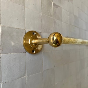 Wall Mounted Towel Holder,  Antique Brass Towel Bar, Bathroom Towel Hanger, Moroccan Handmade Towel Rod, Unlacquered Brass Towel Rail,