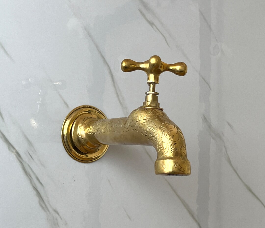 Unlacquered Brass Engraved Moroccan Faucet, Handmade Moroccan Faucet ...