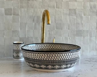 Bathroom Vessel Sink, Ceramic Basin, Antique Sink, Sink Bowl, Hand Wash Basin, Free Gift INCLUDED