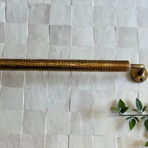 Brass Towel Bar | Bronze Brass Towel Bar for Bathroom | Antique Towel Bar | Hammered Bathroom Towel Rack