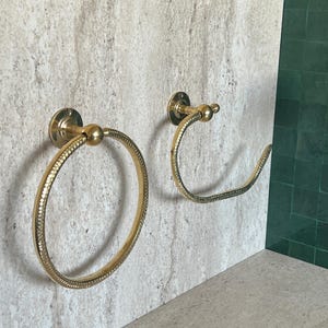 Bathroom Accessories Set, Brass Towel Ring and Brass Toilet Paper Holder at DISCOUNT, Toilet Roll Holder, Hand Towel Holder
