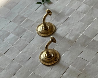 Bathroom Towel Hooks - Moroccan Handmade Brass Wall Hook, Decorative Robe Hanger.