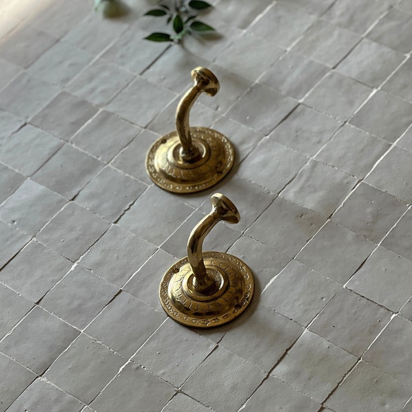 Bathroom Towel Hooks - Moroccan Handmade Brass Wall Hook, Decorative Robe Hanger.