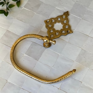 porta-toalhas de mão, porta-toalhas de latão antigo, cabide de toalhas de latão sem laca, cabide de toalhas de banheiro, acessórios de banheiro