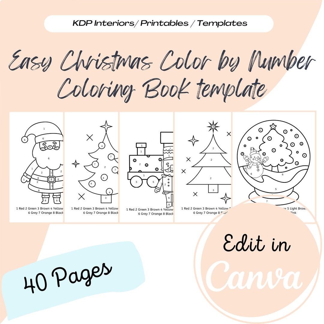 Easy Color by Number Christmas Coloring Book KDP Template for Kids, KDP ...