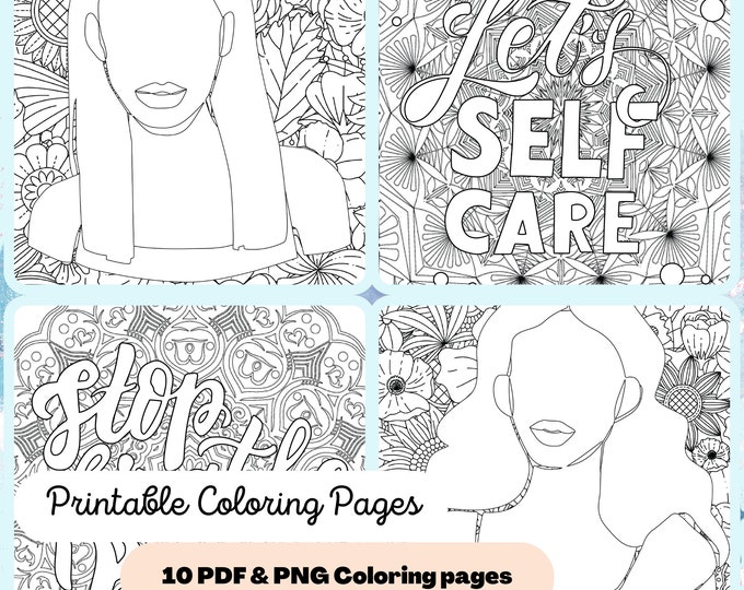 Self-care Adult Coloring Book Printable Coloring Pages KDP - Etsy