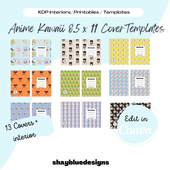 Anime Kawaii Covers KDP Template8.5 X 11 Cover Etsy