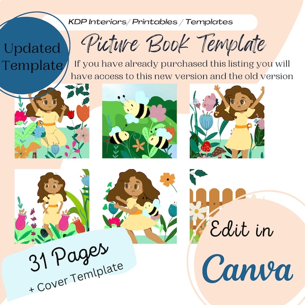 Kids Book Template,8.5 x 8.5 inch Picture Book Template, Canva, KDP Template KDP Interior, KDP Cover Kids Book Cover, Children Book Interior