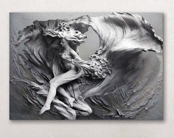 Bailarina, bailarina con tela voladora efecto 3D lienzo moderno arte de pared