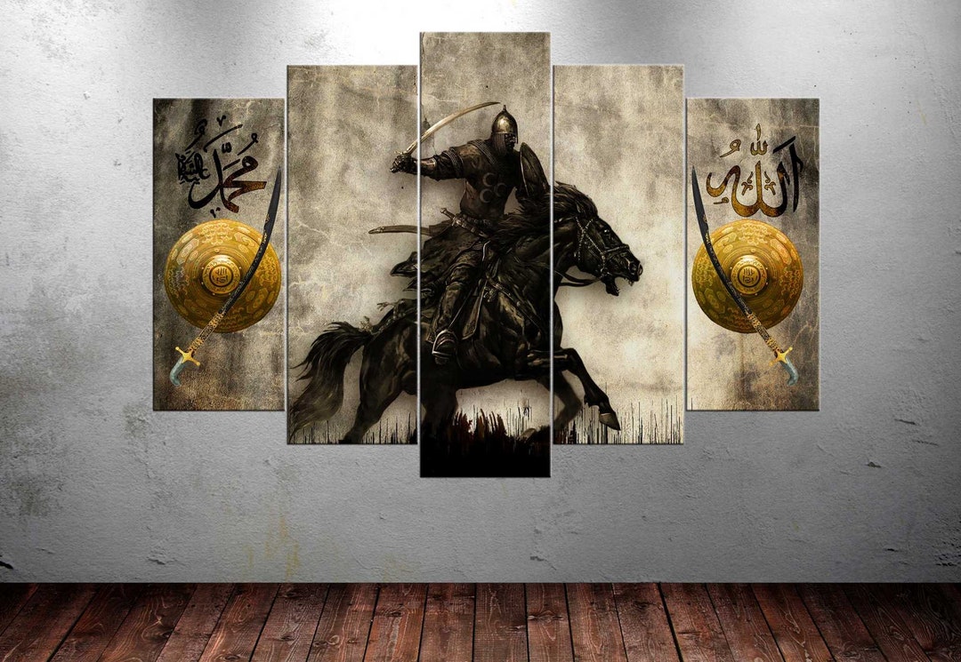Turkish Warrior Five Canvas Frame Canvas Wall Art, Turkish Wall Art