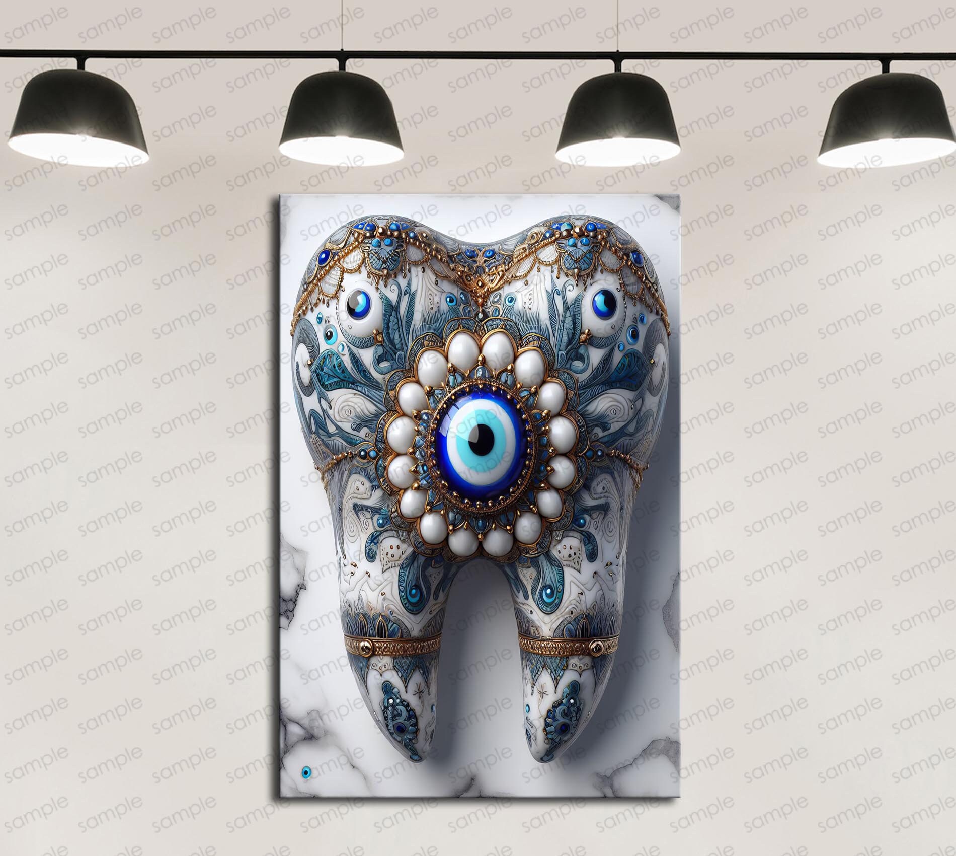 Affiche Toile Dentiste Abstraite - Impression HD 30x40 Cm - Décoration Cabinet Médical