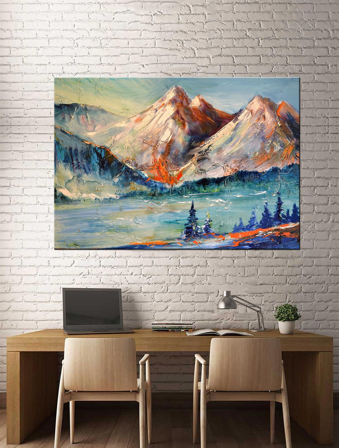 Mountain Art Canvas WALL Art, Snow and Mountain View Canvas Wall Art