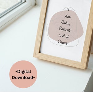 i am calm positive affirmation mindfulness digital download, printable positive affirmation art, positive mindset