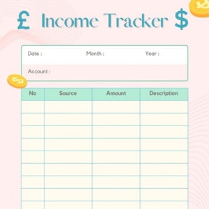 beginner friendly income tracker, small business income tracker, printable income tracker, income tracker, monthly income, yearly income